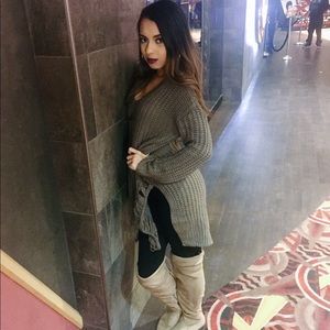 Olive distressed sweater (knit)